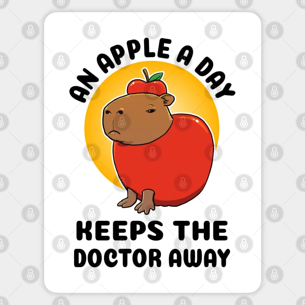 An apple a day keeps the doctor away Capybara Sticker by capydays